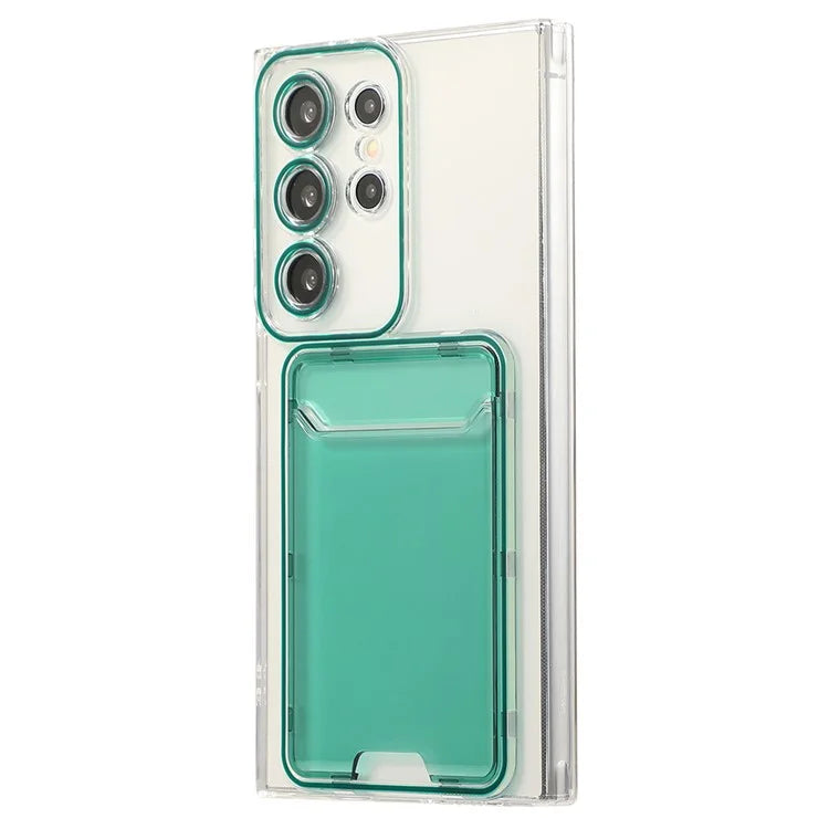 For Samsung Galaxy S22 Ultra 5G Case Transparent TPU Card Holder Phone Cover