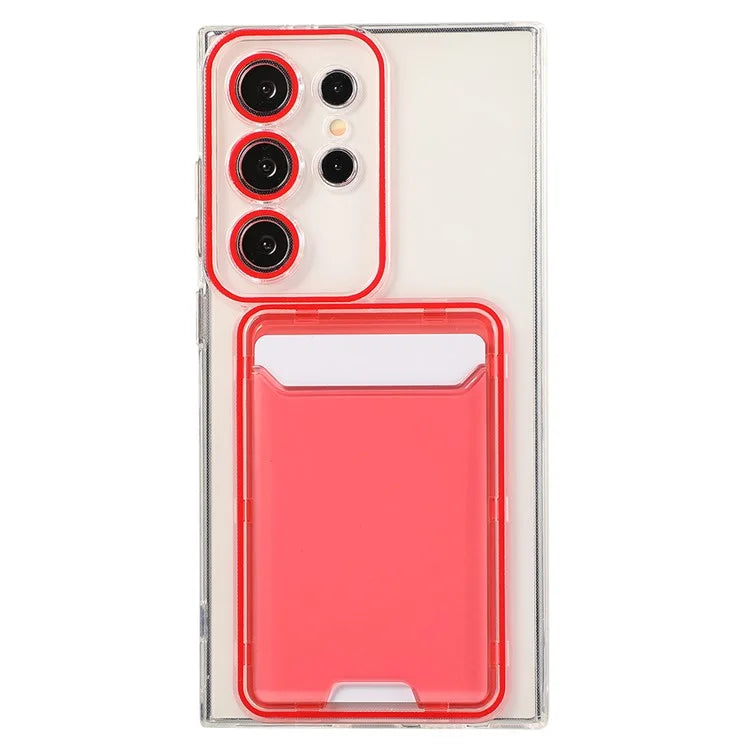 For Samsung Galaxy S22 Ultra 5G Case Transparent TPU Card Holder Phone Cover