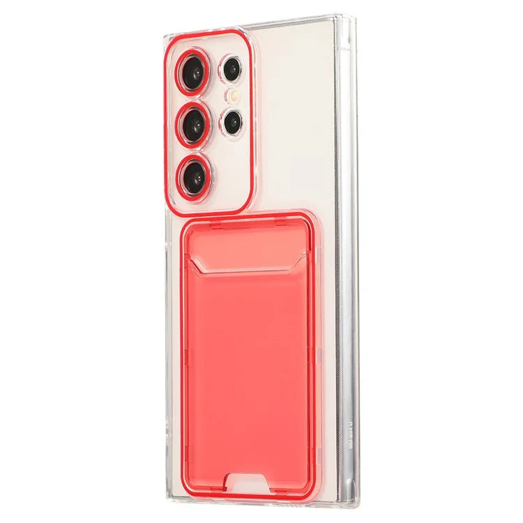 For Samsung Galaxy S22 Ultra 5G Case Transparent TPU Card Holder Phone Cover