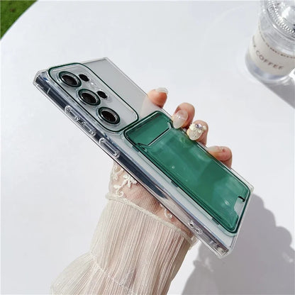 For Samsung Galaxy S22 Ultra 5G Case Transparent TPU Card Holder Phone Cover