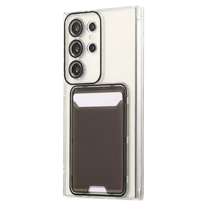 For Samsung Galaxy S22 Ultra 5G Case Transparent TPU Card Holder Phone Cover