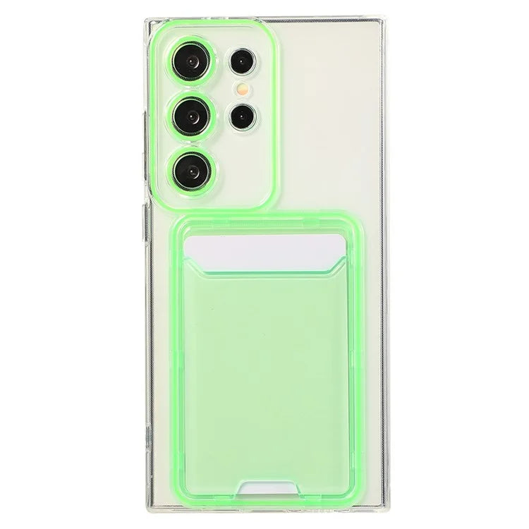 For Samsung Galaxy S22 Ultra 5G Case Transparent TPU Card Holder Phone Cover