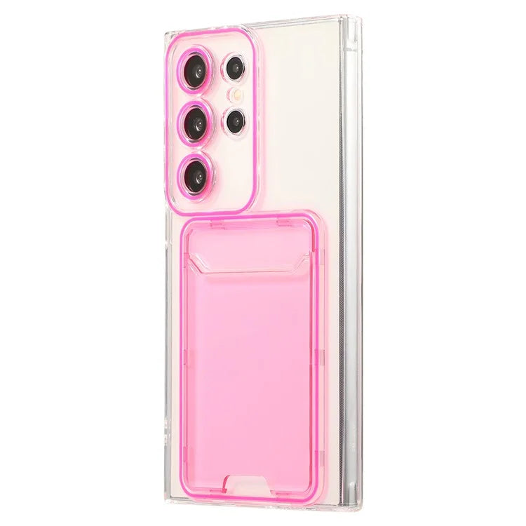 For Samsung Galaxy S22 Ultra 5G Case Transparent TPU Card Holder Phone Cover