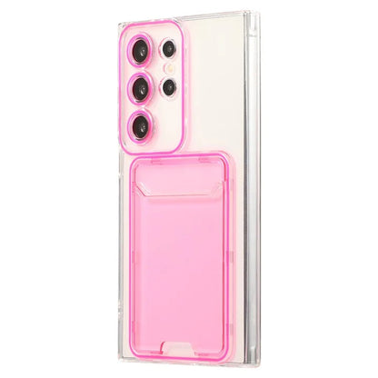 For Samsung Galaxy S22 Ultra 5G Case Transparent TPU Card Holder Phone Cover