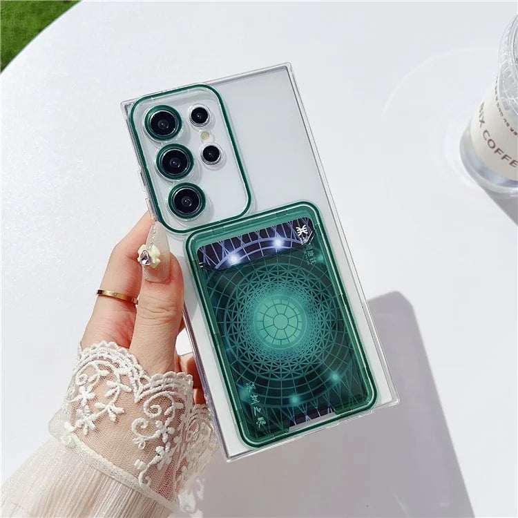 For Samsung Galaxy S22 Ultra 5G Case Transparent TPU Card Holder Phone Cover