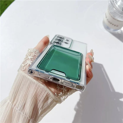 For Samsung Galaxy S22 Ultra 5G Case Transparent TPU Card Holder Phone Cover