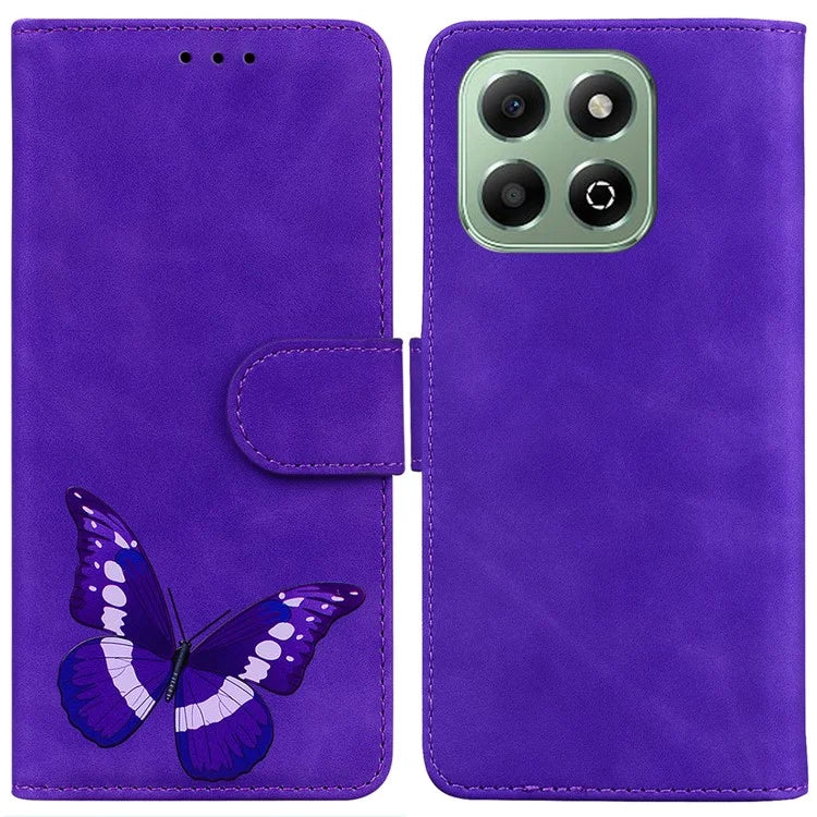 For Honor X6b 4G Stand Case PU Leather Phone Cover Butterfly Printed