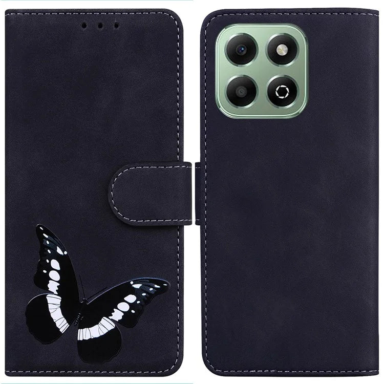 For Honor X6b 4G Stand Case PU Leather Phone Cover Butterfly Printed