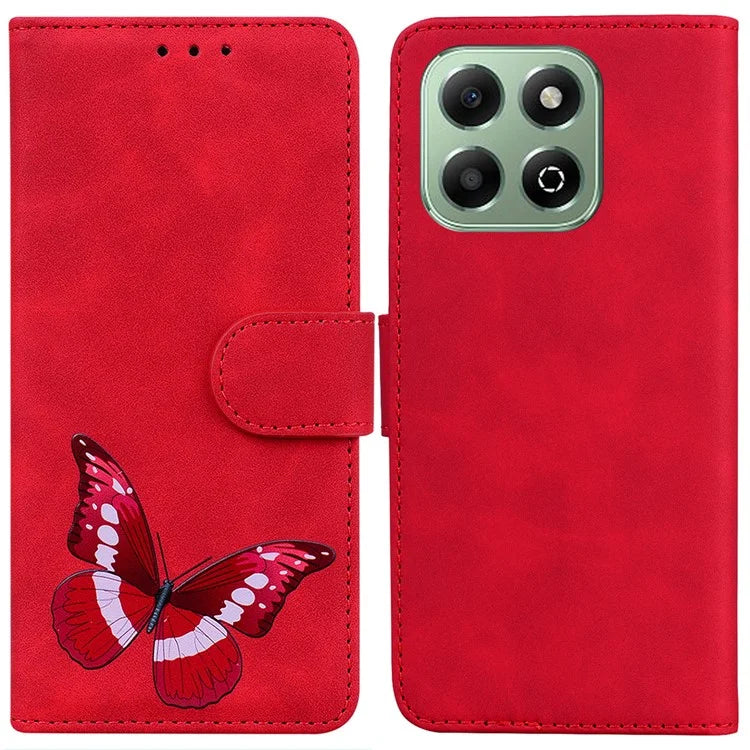 For Honor X6b 4G Stand Case PU Leather Phone Cover Butterfly Printed