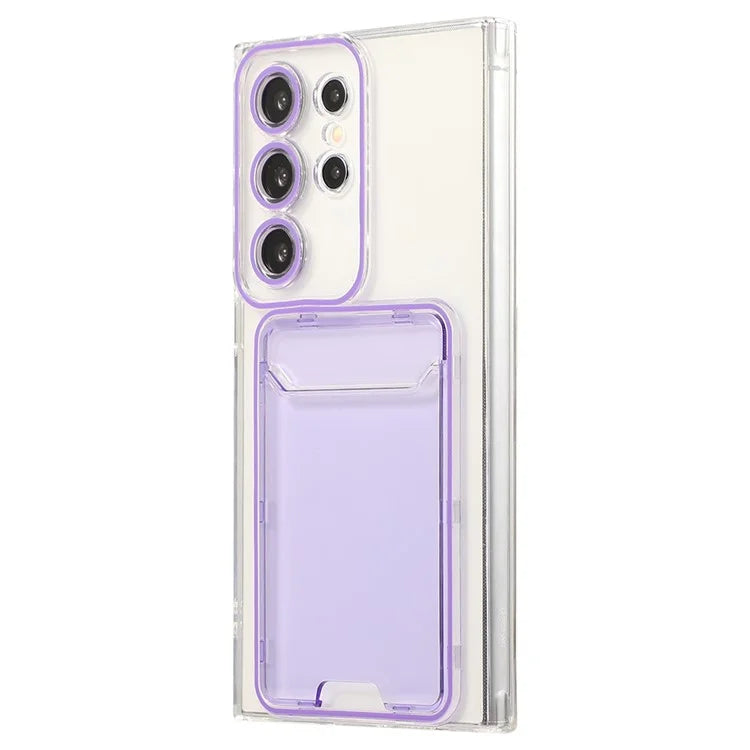 For Samsung Galaxy S23 Ultra Case TPU Clear Phone Cover with Card Holder