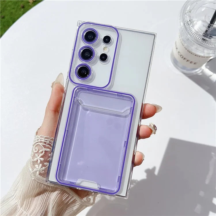For Samsung Galaxy S23 Ultra Case TPU Clear Phone Cover with Card Holder