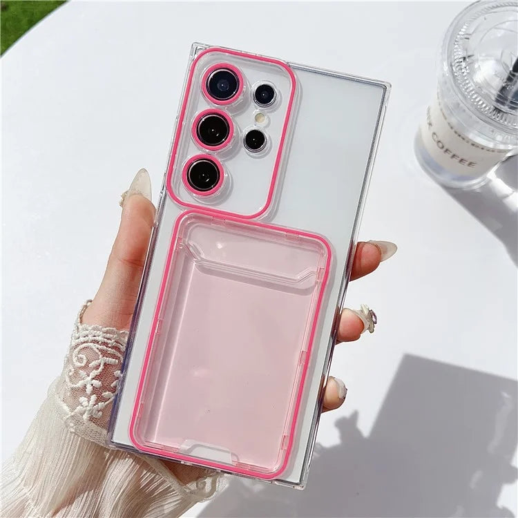 For Samsung Galaxy S23 Ultra Case TPU Clear Phone Cover with Card Holder