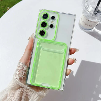 For Samsung Galaxy S23 Ultra Case TPU Clear Phone Cover with Card Holder