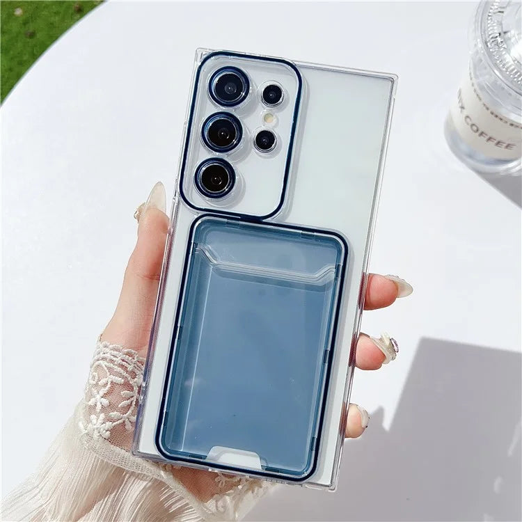 For Samsung Galaxy S23 Ultra Case TPU Clear Phone Cover with Card Holder