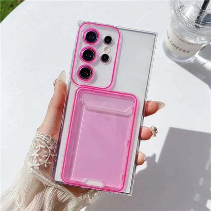 For Samsung Galaxy S23 Ultra Case TPU Clear Phone Cover with Card Holder