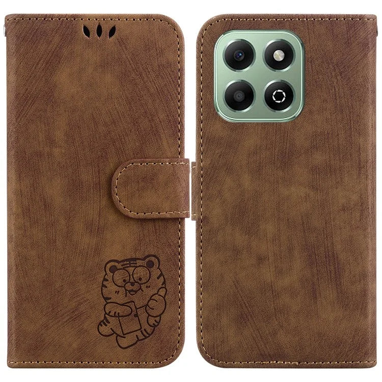 For Honor X6b 4G Wallet Phone Case Tiger Imprint Shockproof Leather Cover
