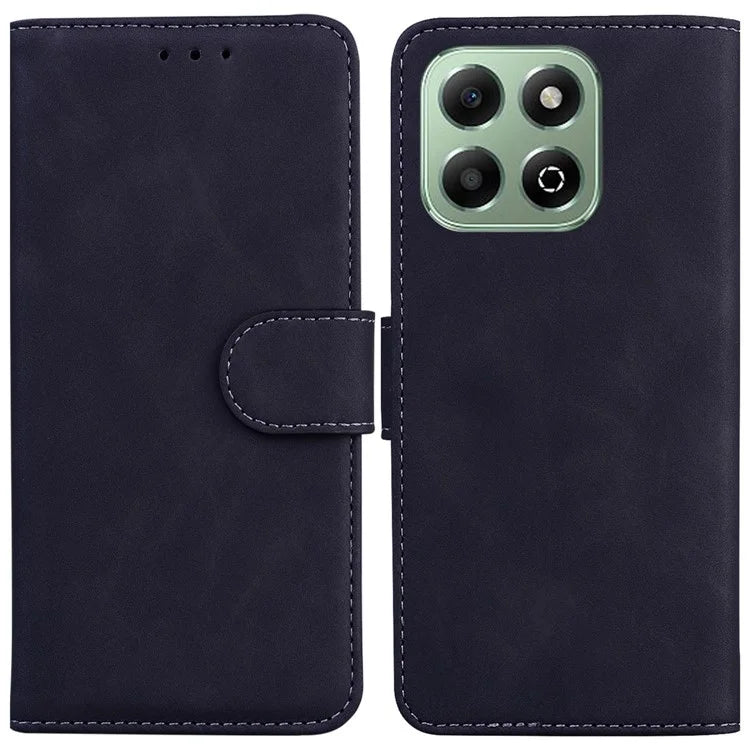 For Honor X6b 4G Case Solid Color Leather Wallet Phone Cover with Stand