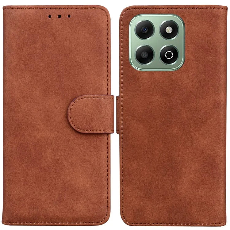 For Honor X6b 4G Case Solid Color Leather Wallet Phone Cover with Stand