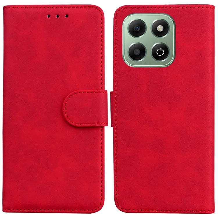 For Honor X6b 4G Case Solid Color Leather Wallet Phone Cover with Stand