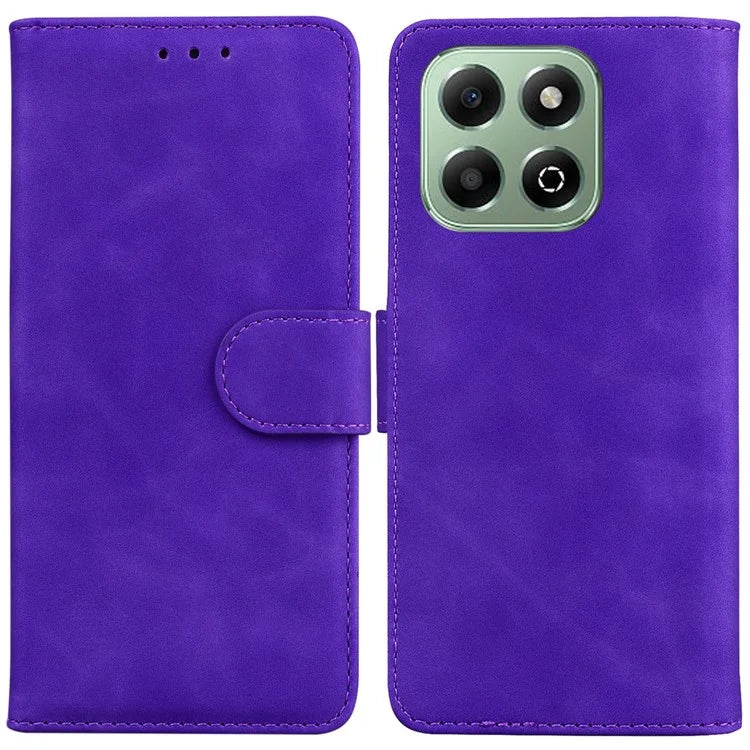 For Honor X6b 4G Case Solid Color Leather Wallet Phone Cover with Stand