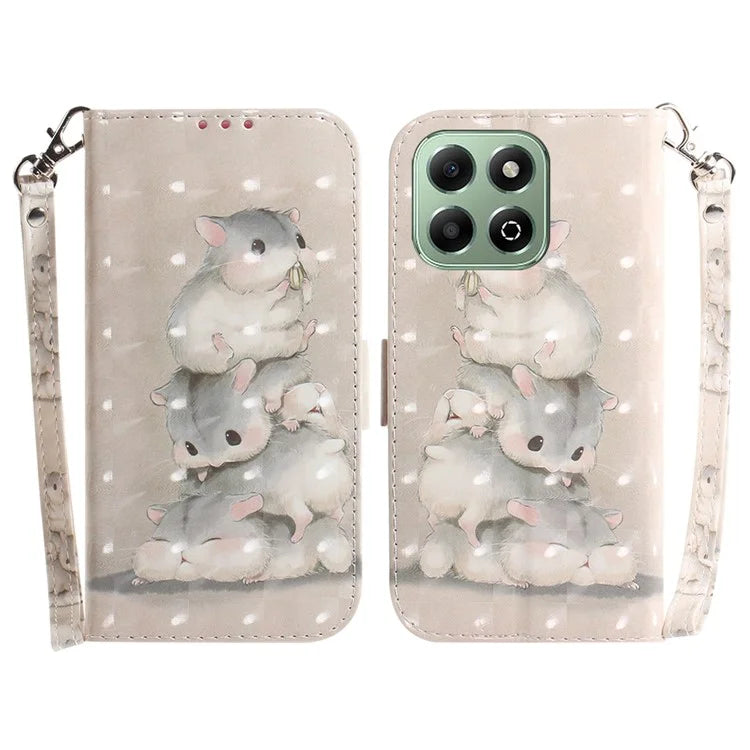 For Honor X6b 4G Stand Case Pattern Printing Leather Wallet Phone Cover