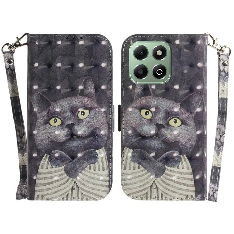 For Honor X6b 4G Stand Case Pattern Printing Leather Wallet Phone Cover