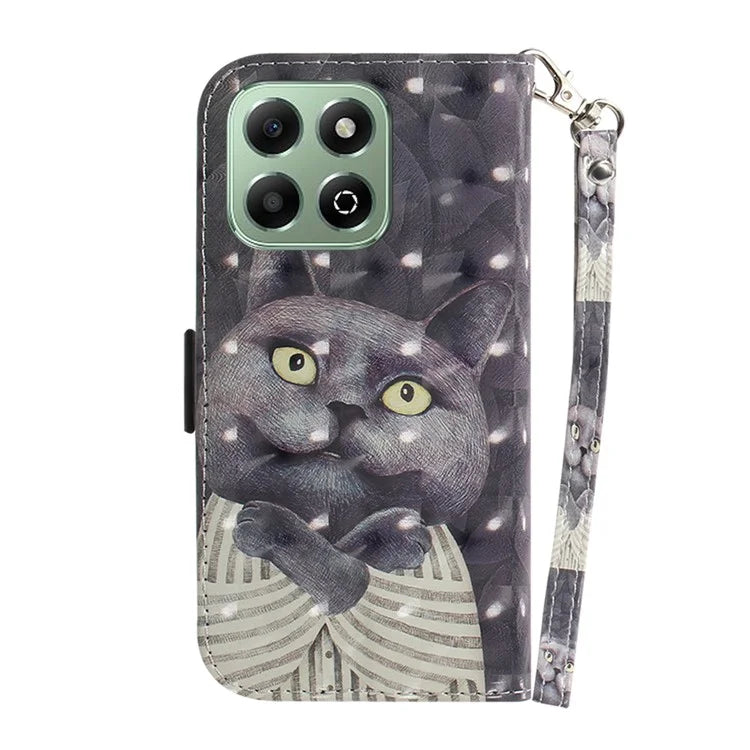 For Honor X6b 4G Stand Case Pattern Printing Leather Wallet Phone Cover