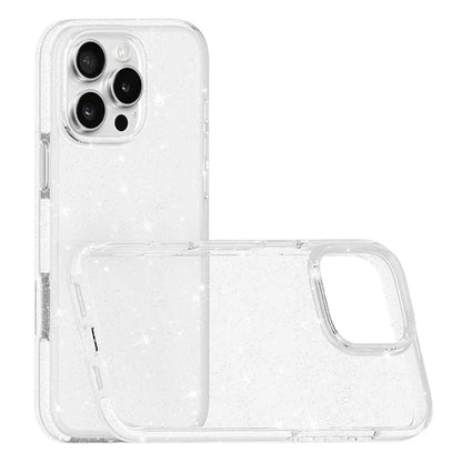 For iPhone 16 Pro Case PC Back TPU+TPE Frame Glitter Clear Sparkly Phone Cover