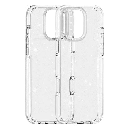 For iPhone 16 Pro Case PC Back TPU+TPE Frame Glitter Clear Sparkly Phone Cover