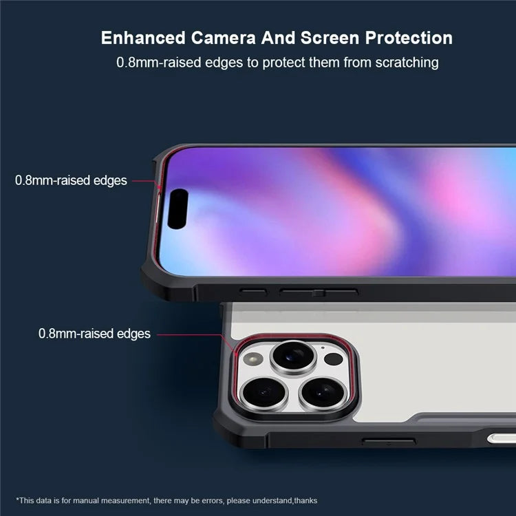 XUNDD For iPhone 16 Pro Case Hybrid TPU + Acrylic Clear Shockproof Cover