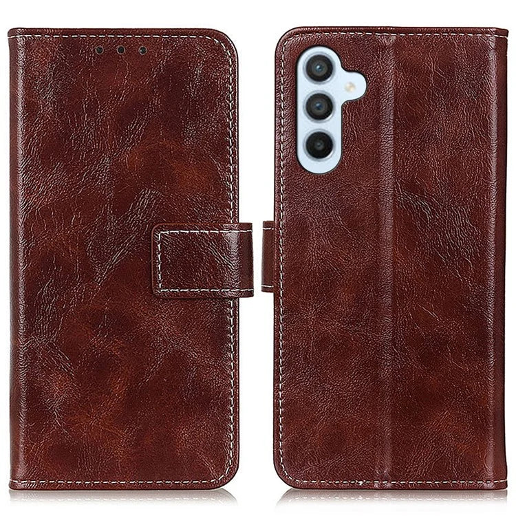 For Samsung Galaxy M35 5G Case Crazy Horse Texture Leather Phone Wallet Cover