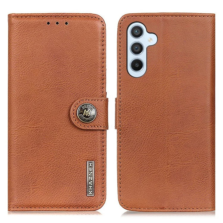 KHAZNEH For Samsung Galaxy M35 5G Wallet Case Cowhide Texture Leather Flip Phone Cover