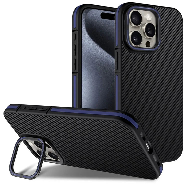 For iPhone 14 Pro Case PC Lens Frame Kickstand TPU Phone Cover