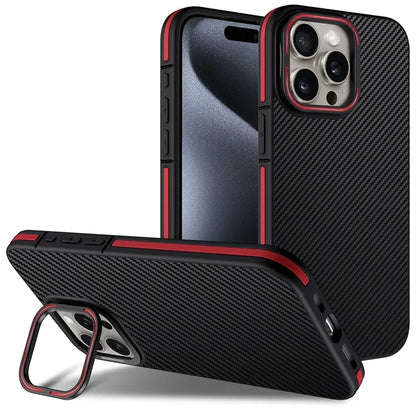 For iPhone 14 Pro Case PC Lens Frame Kickstand TPU Phone Cover