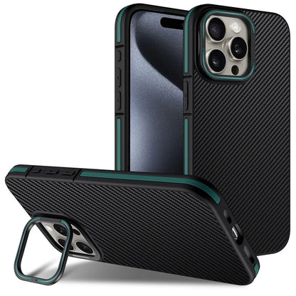 For iPhone 14 Pro Case PC Lens Frame Kickstand TPU Phone Cover