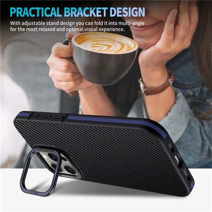 For iPhone 14 Pro Case PC Lens Frame Kickstand TPU Phone Cover