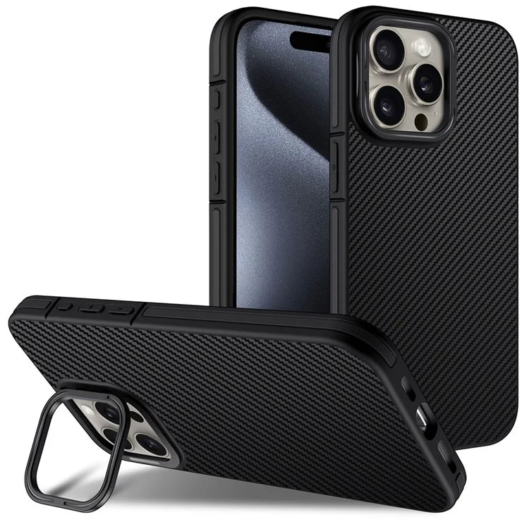 For iPhone 14 Pro Case PC Lens Frame Kickstand TPU Phone Cover