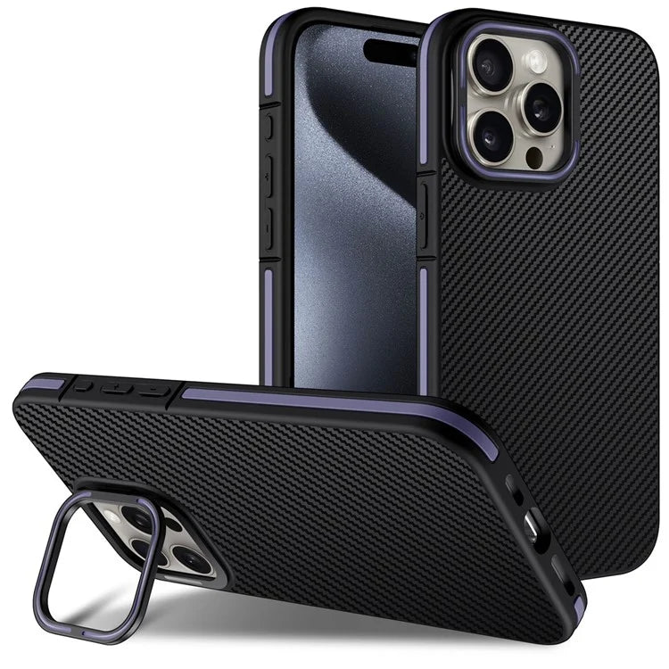 For iPhone 14 Pro Case PC Lens Frame Kickstand TPU Phone Cover