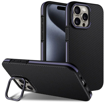 For iPhone 14 Pro Case PC Lens Frame Kickstand TPU Phone Cover