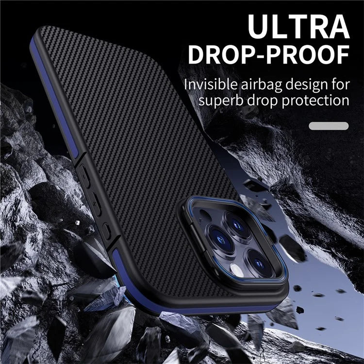 For iPhone 14 Pro Case PC Lens Frame Kickstand TPU Phone Cover