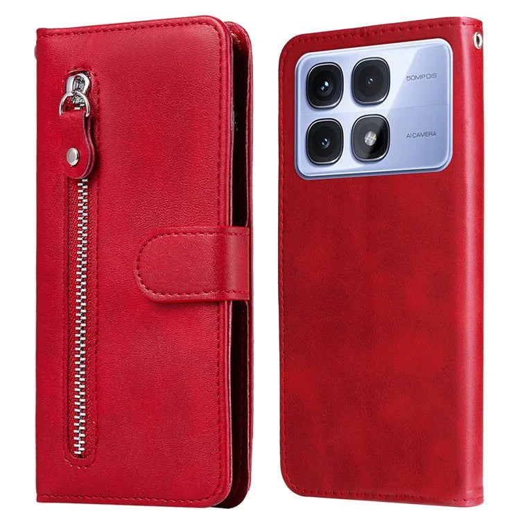 For Xiaomi Redmi K70 Ultra Case Zipper Wallet Calf Texture PU Leather Phone Cover