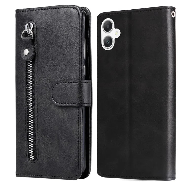 For Samsung Galaxy A06 Case Zipper Wallet Calf Texture PU Leather Phone Cover
