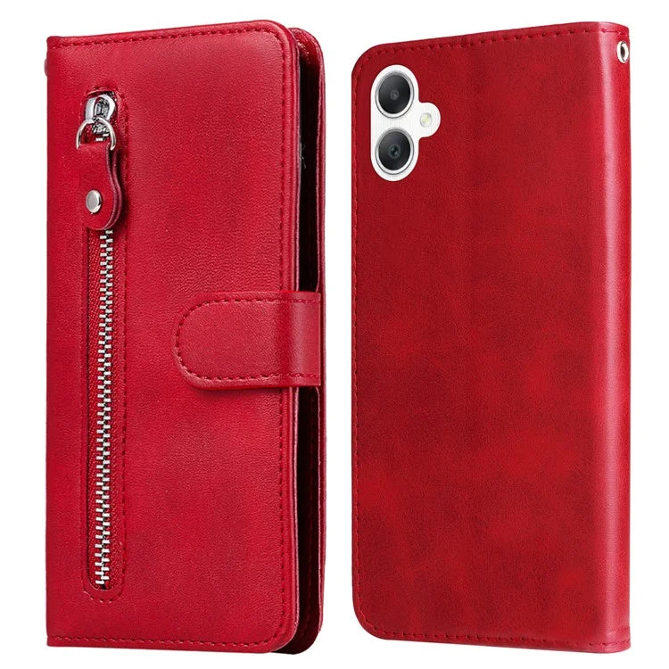 For Samsung Galaxy A06 Case Zipper Wallet Calf Texture PU Leather Phone Cover