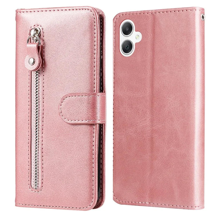 For Samsung Galaxy A06 Case Zipper Wallet Calf Texture PU Leather Phone Cover