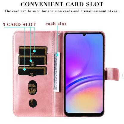 For Samsung Galaxy A06 Case Zipper Wallet Calf Texture PU Leather Phone Cover