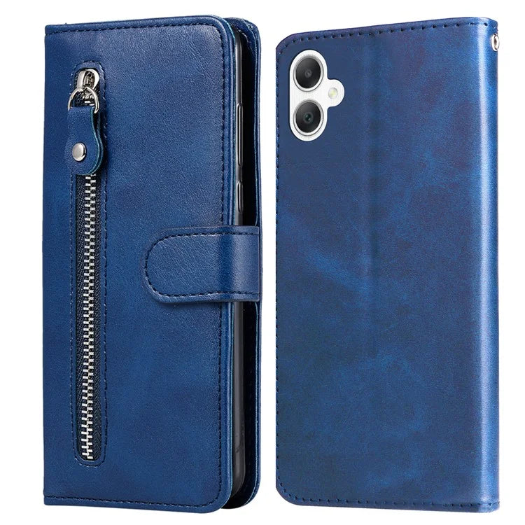 For Samsung Galaxy A06 Case Zipper Wallet Calf Texture PU Leather Phone Cover
