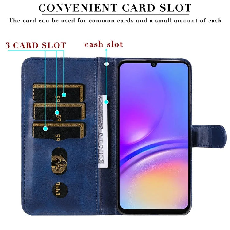 For Samsung Galaxy A06 Case Zipper Wallet Calf Texture PU Leather Phone Cover
