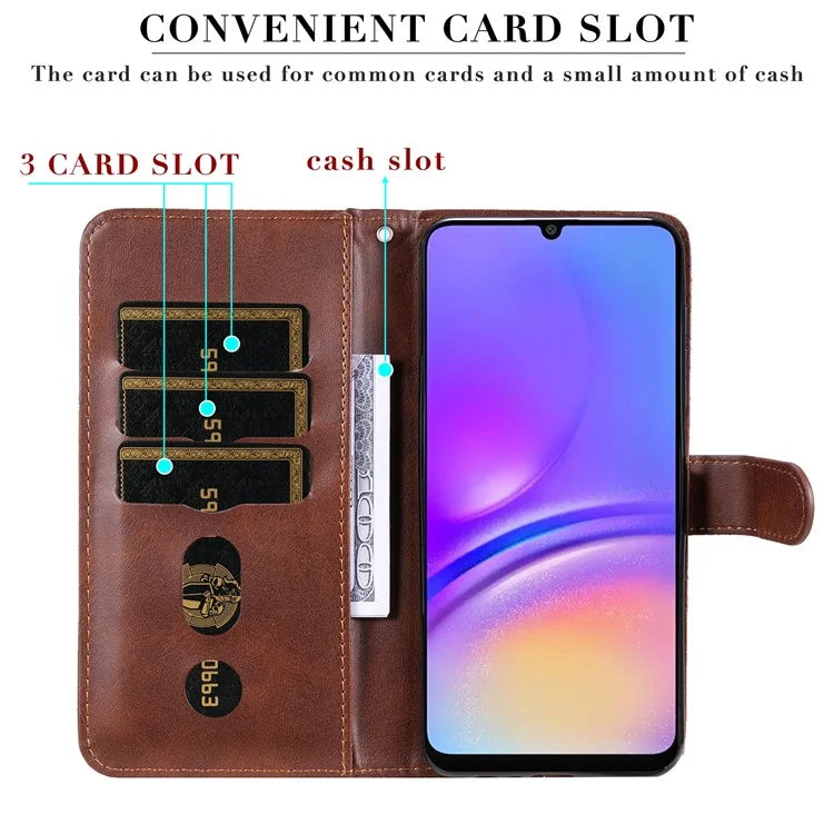 For Samsung Galaxy A06 Case Zipper Wallet Calf Texture PU Leather Phone Cover