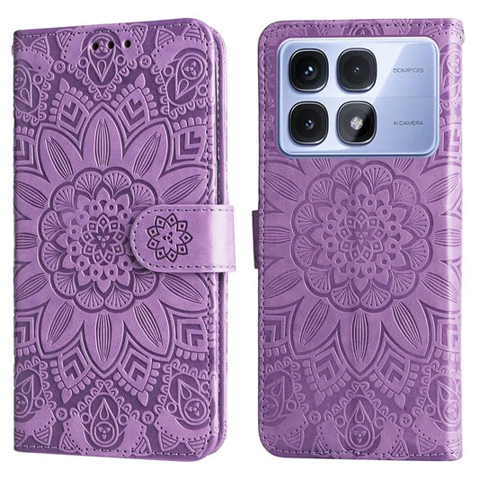 For Xiaomi Redmi K70 Ultra Case Sunflower Imprint Leather Wallet Phone Cover