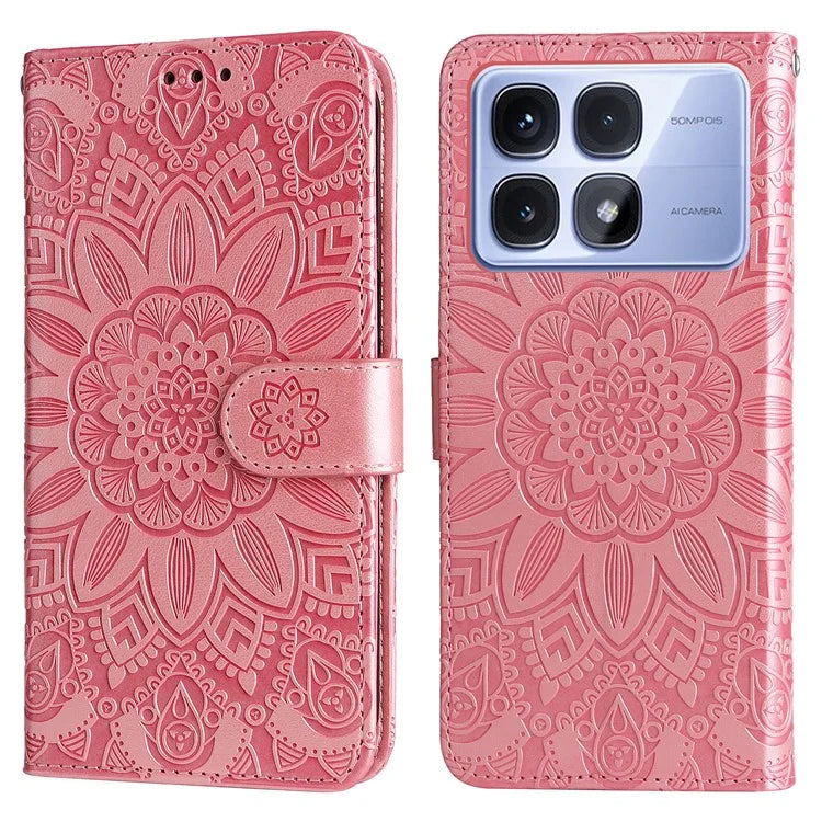 For Xiaomi Redmi K70 Ultra Case Sunflower Imprint Leather Wallet Phone Cover